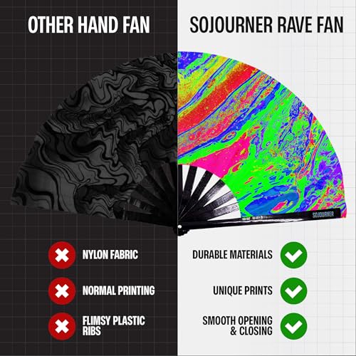SoJourner Folding Rave Fan, Psychedelic 1 - color: Psychedelic 1