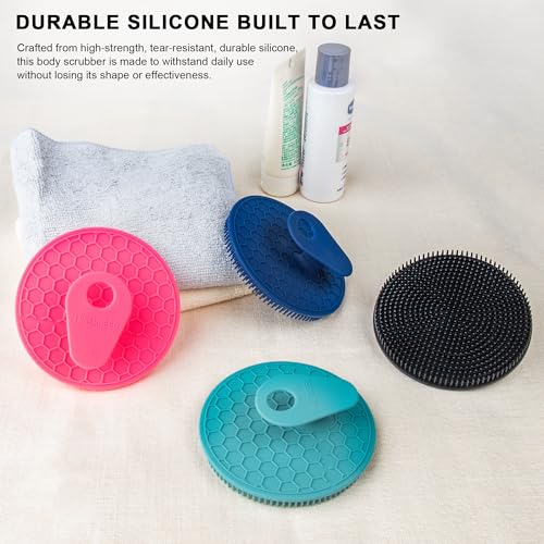 INNERNEED Silicone Body Scrubber Gentle Exfoliating Brush, Black+Blue+Green - color: (Set3) Black+dark Blue+dark Green