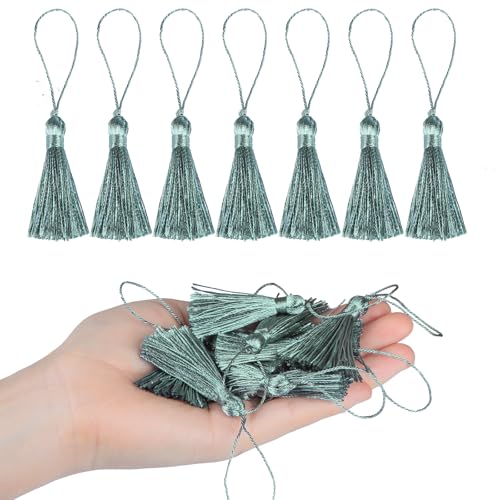 48Pcs Mini Bookmark Tassels Handmade Keychain Silky Tassel - color: 28# Mix Dark Blue