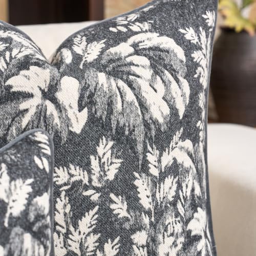 Alerfa Dark Grey Neutral Floral Pillow Cover 20 x 20 Inch, Vintage Square Couch Fall Throw Pillow Cover Soft Decorative Farmhouse Accent Pillowcase for Living Room Bedroom - color: Dark Grey, size: 20" x 20" (Pack of 1)