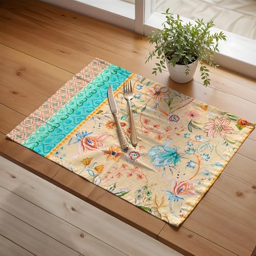 Maison d' Hermine Placemats Set of 4 Reusable 100% Cotton (13"x19") - color: 057 - Luxury Loft - Peach, size: 13" X 19" (Pack of 4)