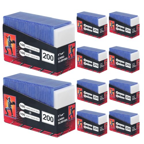 2000 Card Sleeves Hard Plastic, 3"X4"Card Protectors, Baseball Card Sleeves - size: 1000 Hard Sleeves+1000 Penny Sleeves