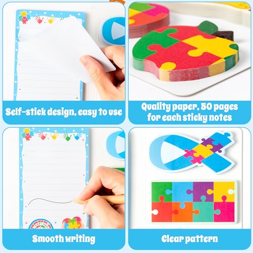 Xqumoi Autism Teacher Sticky Notes Set - 550 Sheets Autism Self-Stick Note Pads Special Education Divider Tabs Bundle Writing Memo Pad Back to Classroom Rewards School Supplies - color: 1pack-autism Teacher