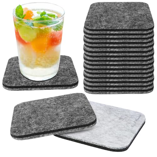 A&A Wonders Premium Felt Coasters for Drink, Two-Tone Reversible, Absorbent Felt Protects Furniture, Table, Anti Slip, Suitable for Drinks & All Table Types (Light Gray/Dark Gray, Square 18 Pack) - color: Light Gray/Dark Gray, size: Square 18 Pack