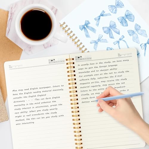 CNhoqc Blue Coquette Journal Notebooks, 4 Sets A5 Ballpoint Pen Organza Bag - color: 4-Set Blue Bow