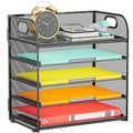 Paper Organizer Letter Tray with Handle, 5-Tier Black - color: Black, size: 12.6" x 9.1" x 13.4"