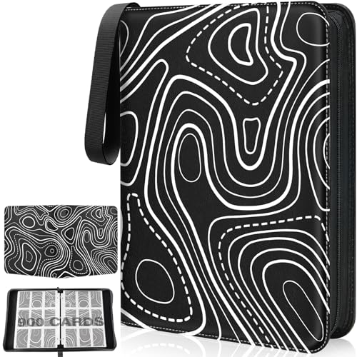 9-Pocket Trading Card Binder, 900-Card Capacity, Black White - color: Black White, size: Large