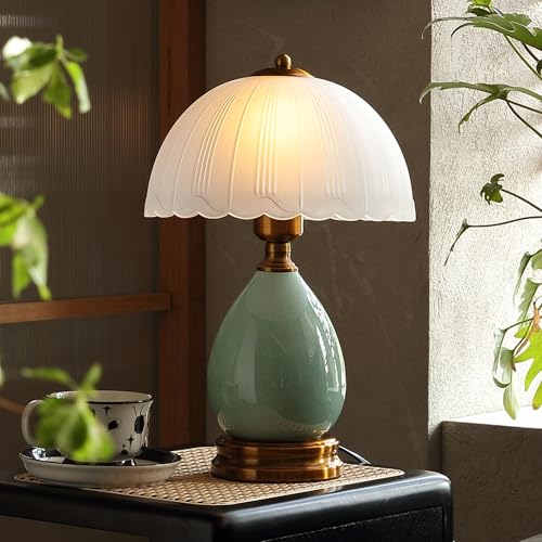 Glivpny 16" Vintage Ceramic Table Lamp for Bedroom,Mushroom Lamps (LD001)