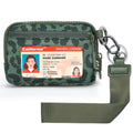 Small Wristlet Wallets for Women with Clear ID Window, Keychain Coin Purse - color: Sage Green Leopard