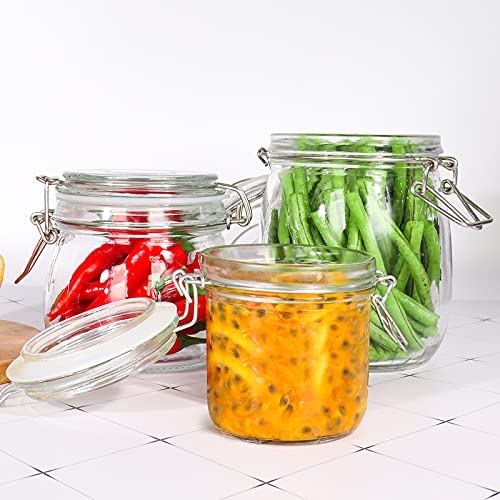 Betrome 25 oz 6 Pack Clear Glass Jars With Airtight Lids, Preserving Jars