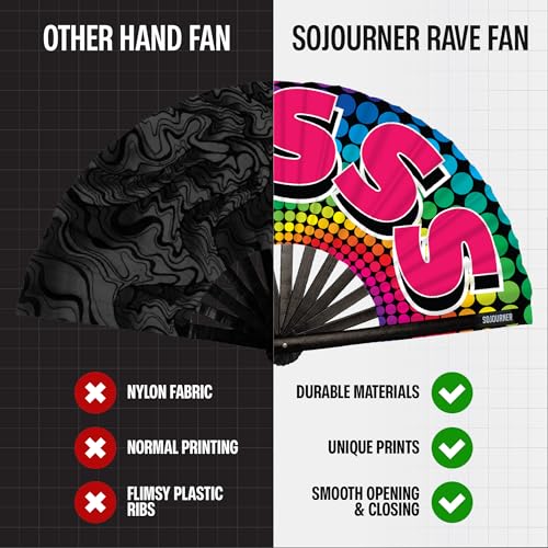 SoJourner Folding Rave Fan, Yasss - color: Yass