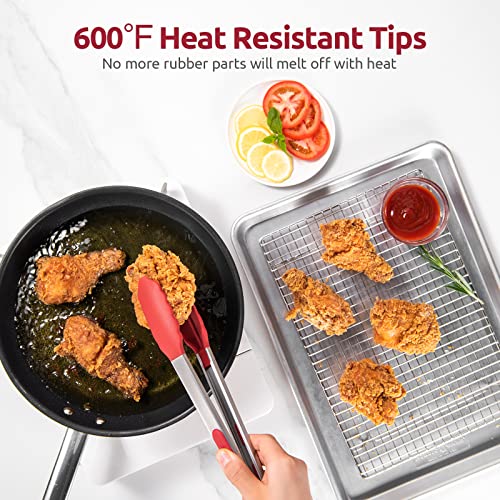 U-Taste Kitchen Tong for Cooking, 600ºF Heat-Resistant Silicone, 12in/Red - color: Red, size: 12 inch