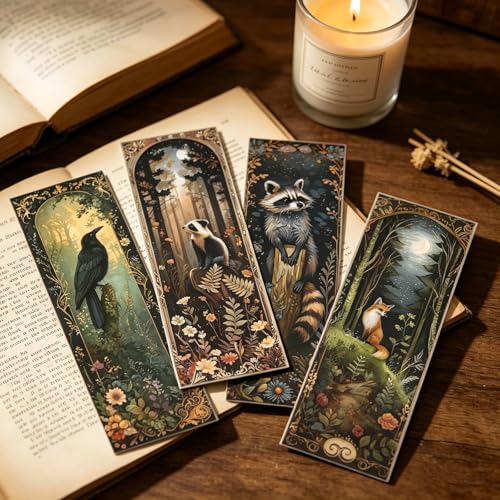 Woodland Animals Bookmarks Gifts - 120 Pcs Fantasy Forest Animal Bookmark Rabbit Raccoon Page Markers Clips Book Mark Gift for Women Men Office Home Book Lovers Bookworm Party Supplies - color: Woodland Animals