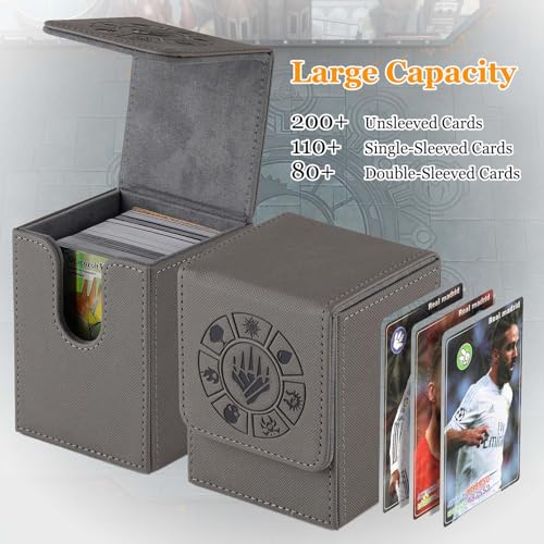 Arkeiliy MTG Deck Box 110+ Storage Sleeved Cards for Magic Commander - color: Grey
