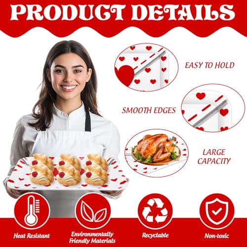 JarThenaAMCS 3Pcs Valentine' s Day Serving Trays Reusable Serving Dishes Red Heart Love Letter Platter for Wedding Party Sharing Snacks Fruits Dessert, 13 x 10 Inch - style: Heart Love Letter
