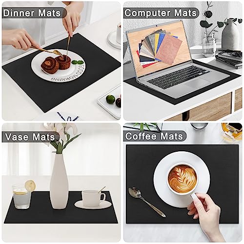 Homaxy PU Faux Leather Placemats for Dining Table, Set of 6, Black - color: Black