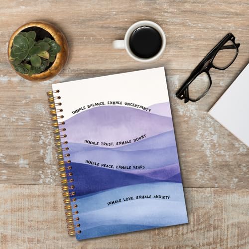 JINYO Inhale Exhale Mental Health Mindfulness Notebook, Anxiety Journal, Therapy Journal for Mental Health, Anti Anxiety Gifts, Stress Relief Gifts, Abstract Inspirational Spiral Notebook 5.5x8.3 Inch - color: white Health Notebook