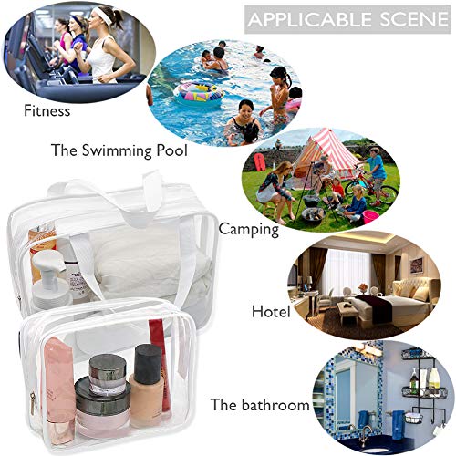 APREUTY 6 Packs Clear Makeup Bags, TSA Approved Toiletry Bags Set, White - color: White-6PCS (Large+Medium+Small)