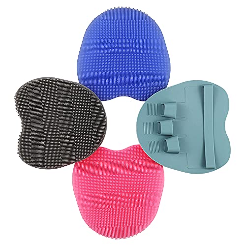 4 Pack Soft Silicone Shower Brush, Body Exfoliating Skin Massage Scrubber, Dry Skin Brushing Glove Loofah, Fit for Sensitive and All Kinds of Skin (4 Pack-PP1) - color: 4 Pack-pp1