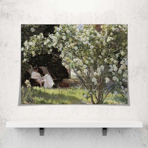 Huabsad Vintage Landscape Flower Oil Painting Canvas Wall Art Antique Portrait of Woman Outdoor Garden Roses Wall Decor French Rustic Farmhouse Bedroom Aesthetic Painting Prints 16x22in Unframed - color: Oil painting01, size: 16x22in Unframed