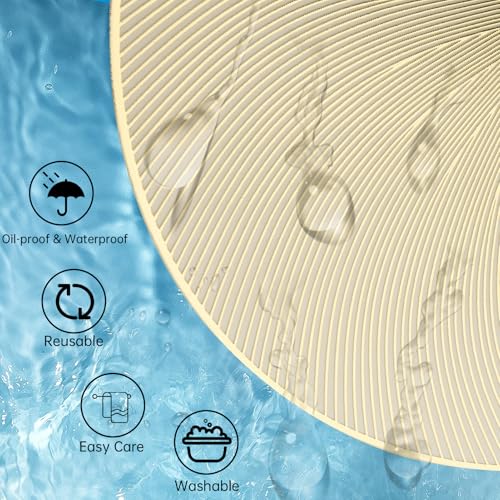 Gold Round Placemats Set of 6, 15 Inch Vinyl Place Mats - color: Gold Round