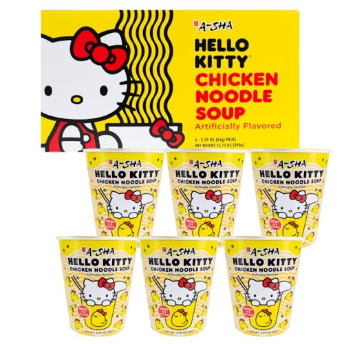 Hello Kitty Vegan-Friendly Instant Ramen Cup | 6 Pack Chicken Noodle Soup