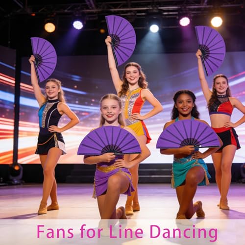 10 PCS Boots on The Ground Hand Fan Bulk - Rave Fans 13 Inch Large Clacking Fans for Line Dancing Make Loud Sounds for Party - color: Purple