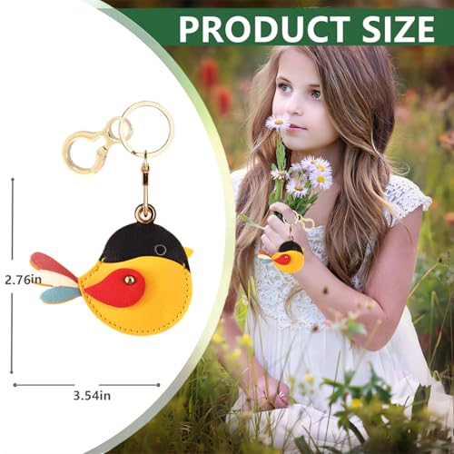 BORKUANA PU Leather Keychain holder Protective Case Compatible with AirTag - color: Bird a
