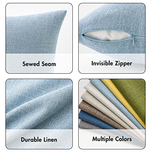 MIULEE Pack of 2 Linen Textured Pillow Covers, 18x18 Inch Light Blue - color: Light Blue, size: 18" x 18" (Pack of 2)