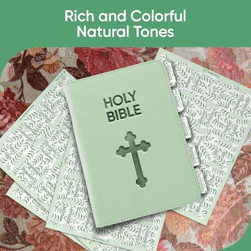 Essex Wares - Light Green Branches Bible Tabs, 80 Tabs for Women & Men - color: Light Green Branches