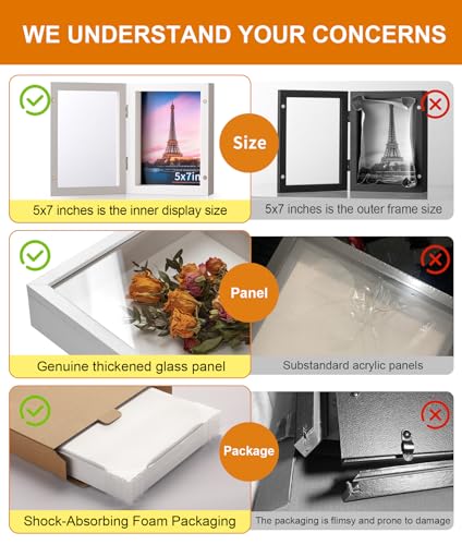 5x7 White Deep Shadow Box Picture Frame with HD Clear Glass - color: White, size: 5x7in