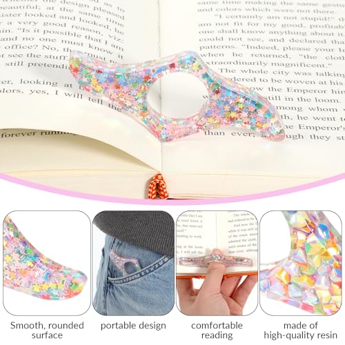 Thumb Book Page Holder, 2 PCS Bookmark Holders Transparent Resin Book Opener Holder Thumb Page Holders Books Reading Accessories for Women Girls Reading-Lovers