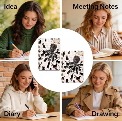 2 Pcs Funny Ink Cat A5 Spiral Notebook Journal Cute Cats Gifts for Women - color: Multicolour 0176
