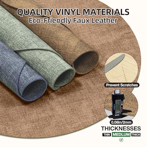 Placemats Set of 6, 15 Inch Round Faux Leather Place Mats - color: R-brown