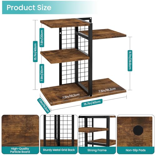 ELITEROO Desktop Shelf Organizer, 4-Tier Wooden Desk Bookshelf, Small Tabletop Book Shelf, Adjustable Display Rack for Home, Office, Dorm, Rustic Brown - color: Brown