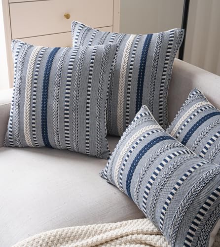 Cethom Boho Lumbar Pillow Covers 14x36 Long, Farmhouse Decorative Couch Pillow Cases, Navy Blue Accent Pillows of Bed, Sofa Bedroom Living Room Home Decor Cushion Cover, Pack of 1 - color: Navy Blue, size: 36" x 14" (Pack of 1)