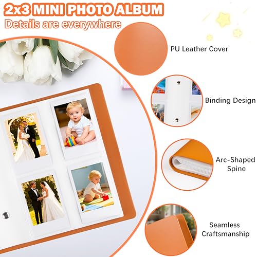 Ruibytree 320 Pockets Album for Instax Mini & Polaroid 2x3" Pictures, Brown - color: Brown