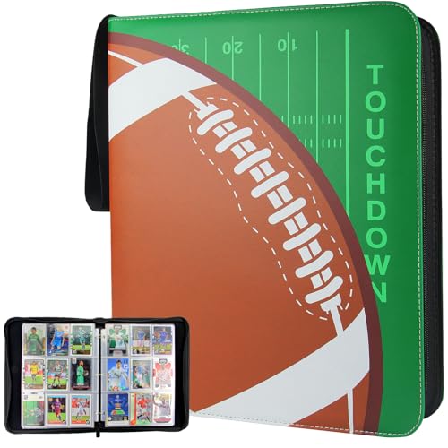 Rugby 900 Card Binder with 9 Pockets, Durable Waterproof PU Material, Acid Free Polypropylene Inner Sleeves, Suitable for All Trading Card Types - color: Rugby