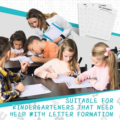 Eaasty 100 Pcs Alphabet Tracing Paper Trace Letters Alphabet Handwriting Practice Workbook for Kids Ages 3-5 Practice Paper Learning to Write Letters for Pre K and Kindergarten (8.5x11 Inches) - size: 8.5x11 Inches