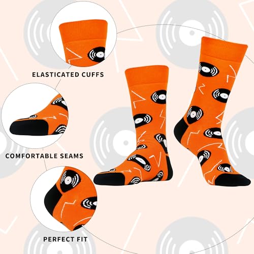 WeciBor Men's Combed Cotton Novelty Crew Socks Size 7-15 - color: Black/Blue/Orange/Yellow/Multicolor Geometric-12m, size: 7-12