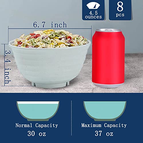 Homestockplus Unbreakable Cereal Bowls 30 OZ Ramen Bowl Microwave and Dishwasher Safe BPA-Free Eco-Friendly Deep Soup Bowl for Cereal, Salad, Soup, Rice（NOT CERAMIC） [Set of 8] - color: Beige, size: 30 Oz