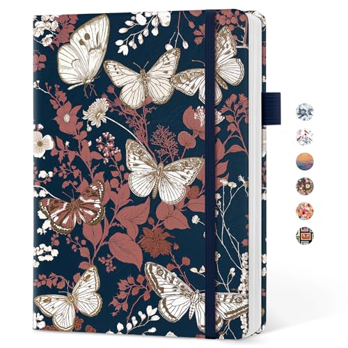 Taja Pretty Lined Journal for Women, Aesthetic Hardcover Leather Journal - color: C-Golden Flutter, style: A-Lined