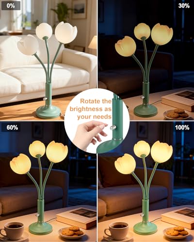 Lightdot Flower Green Table Lamp Dimmable 3 Bulbs Included Gift for Nursery - color: 12-Green-Flower-3U