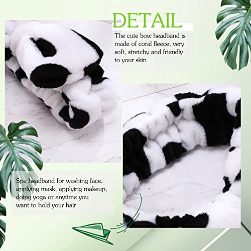 Hanaive 3 Pcs Spa Headband and Wristbands for Washing Face, Cow - style: Cow