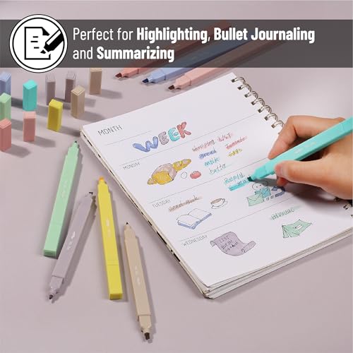 Mr. Pen- Dual Tip Aesthetic Highlighters, 8 pcs, Chisel & Fine Tip - color: Pastel, size: 8 Pack