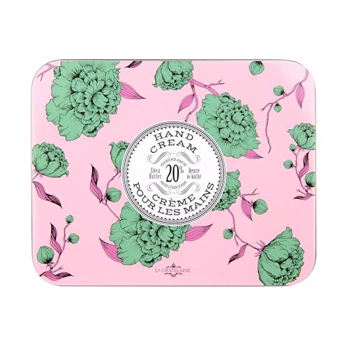 La Chatelaine Rose Hand Cream Trio Tin Gift Set, Ready-To-Gift Tin, Nautral, Made in France with 20% Organic Shea Butter, Nourishing and Moisturizing (Cherry Almond, Pear, Oud Rose) - style: Rose Trio