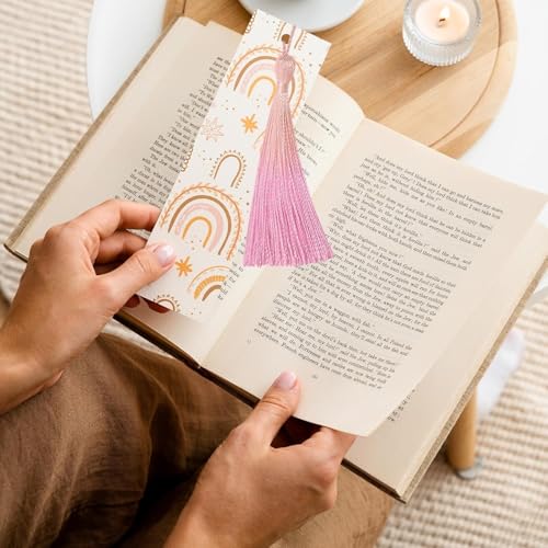 50Pcs 5 Inch Bulk Bookmark Tassel Kit for Graduation, Keychain(Nude Pink) - color: Nude&pink