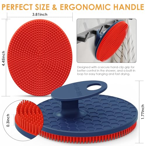 INNERNEED Magnetic Silicone Body Scrubber, Hygienic Shower Brush, Red - color: Red