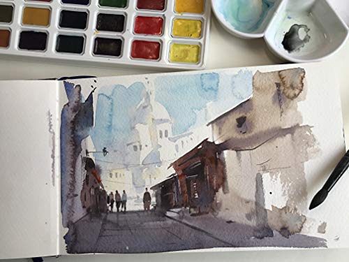 tumuarta Watercolor Journal, 8.25x5.5, 140 LB, 300 GSM, Cotton Paper, Cold Press, 24 Sheets, 48 Pages, Watercolor Paper Sketchbooks for Use As Travel Notebook and Mixed Media Pad - color: Green, size: 8.25x5.5"
