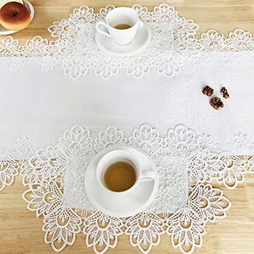 Lace Placemats Set of 2 Washable Off White 12x18inch - color: Peony, size: 2pcs